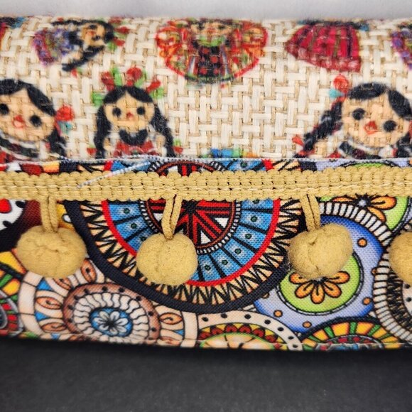 Woven Wallet Purse Pouch Bag Mexican Children Print - Picture 3 of 8